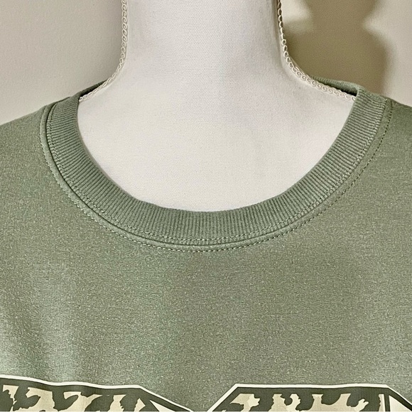 MTV Retro Olive Green Leopard Logo Sweatshirt, Sz S - Picture 4 of 9